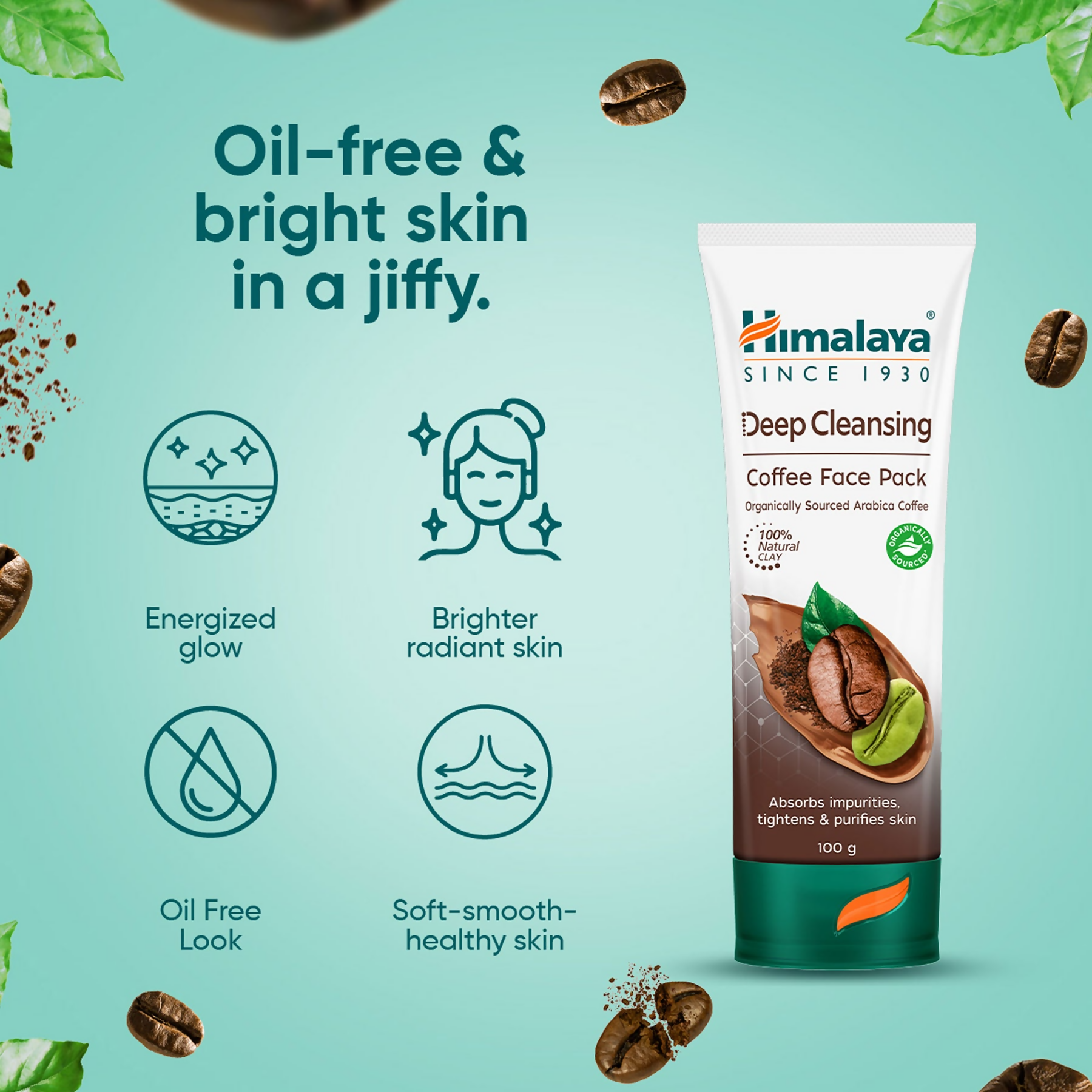 Himalaya Deep Cleansing Coffee Face Pack | Ayurvedic Coffee Face Mask for Clear Skin - Swadesiicart