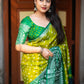 Green Jute Silk Printed Saree with Unstitched Blouse - Hiral Fashion | Swadesiicart