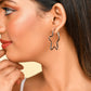 VOJ Women Sliver Tonned Star Shape Stainless Steel Hoop Earrings - Swadesiicart