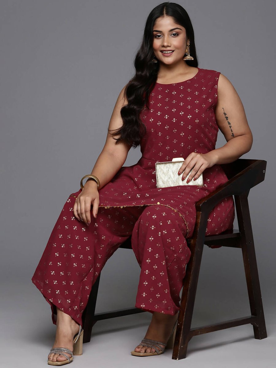 Ahalyaa Women's Traditional Wear Co-ords - Maroon - Swadesiicart