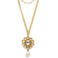 Layered Kundan and Pearl Gold Neckpiece (gold) - Ruby Raang | Swadesiicart