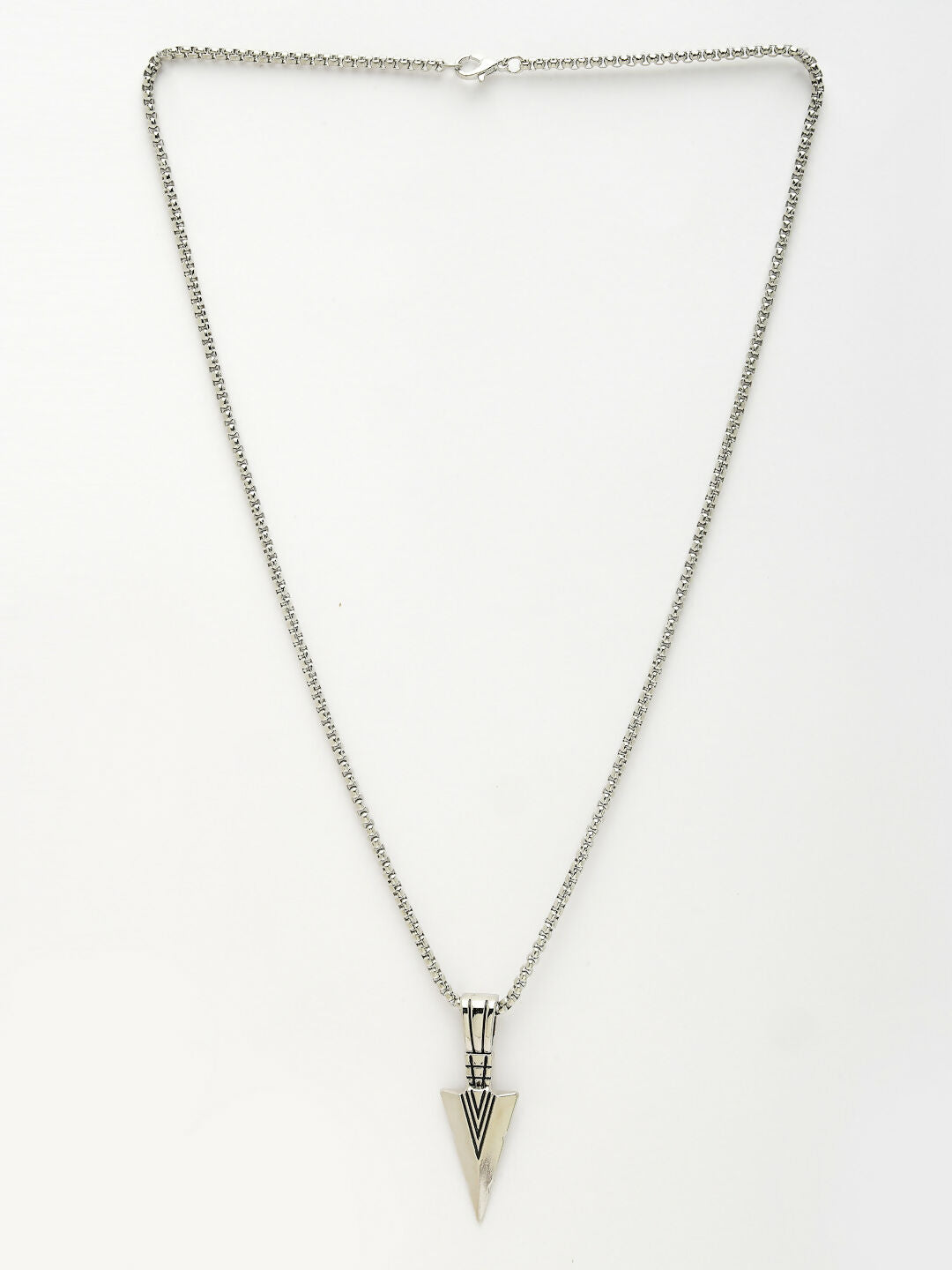 NVR Men's Silver-Plated Arrow-Shaped Pendant With Chain - Swadesiicart