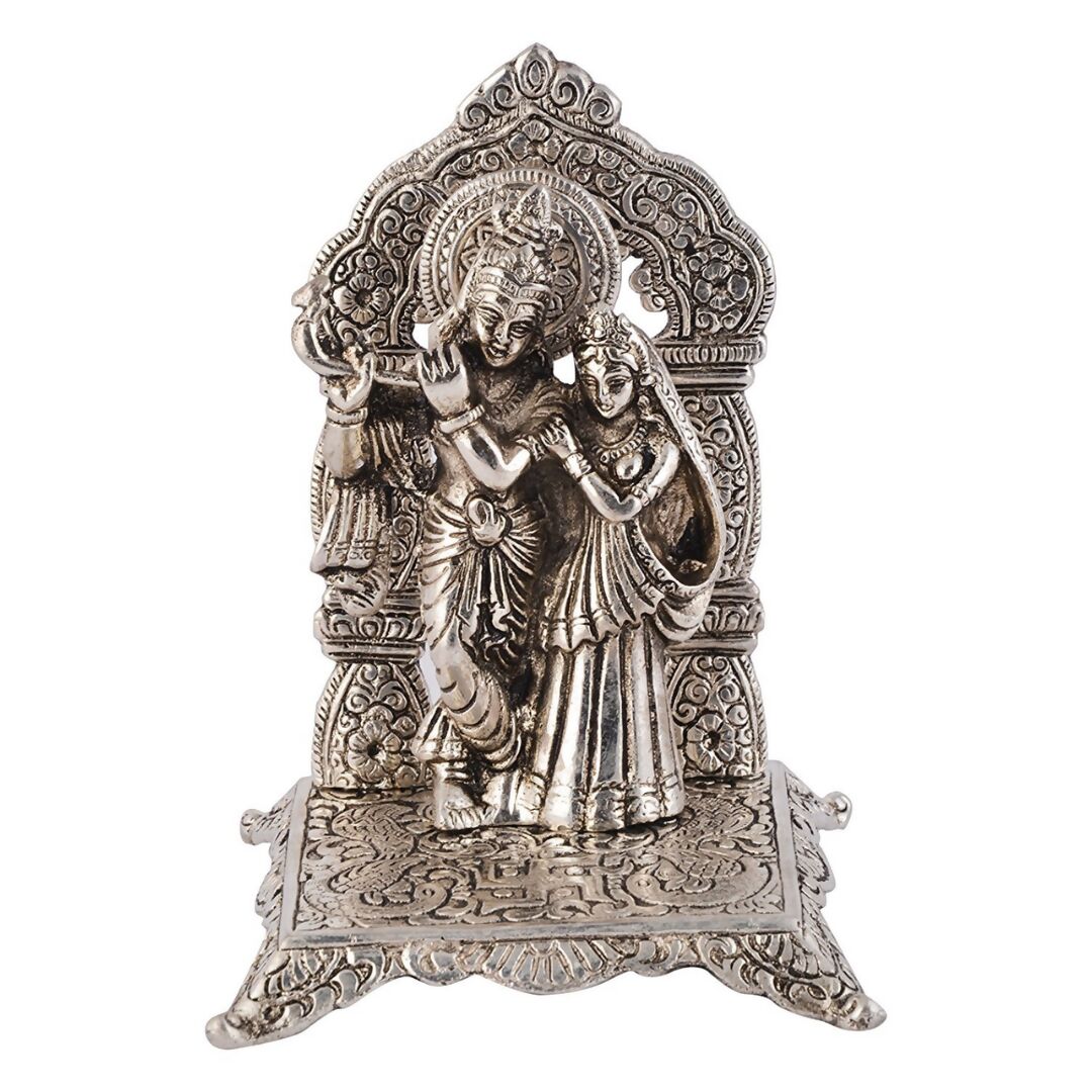 International Gift Silver Plated Radha Krishna Idol - Swadesiicart