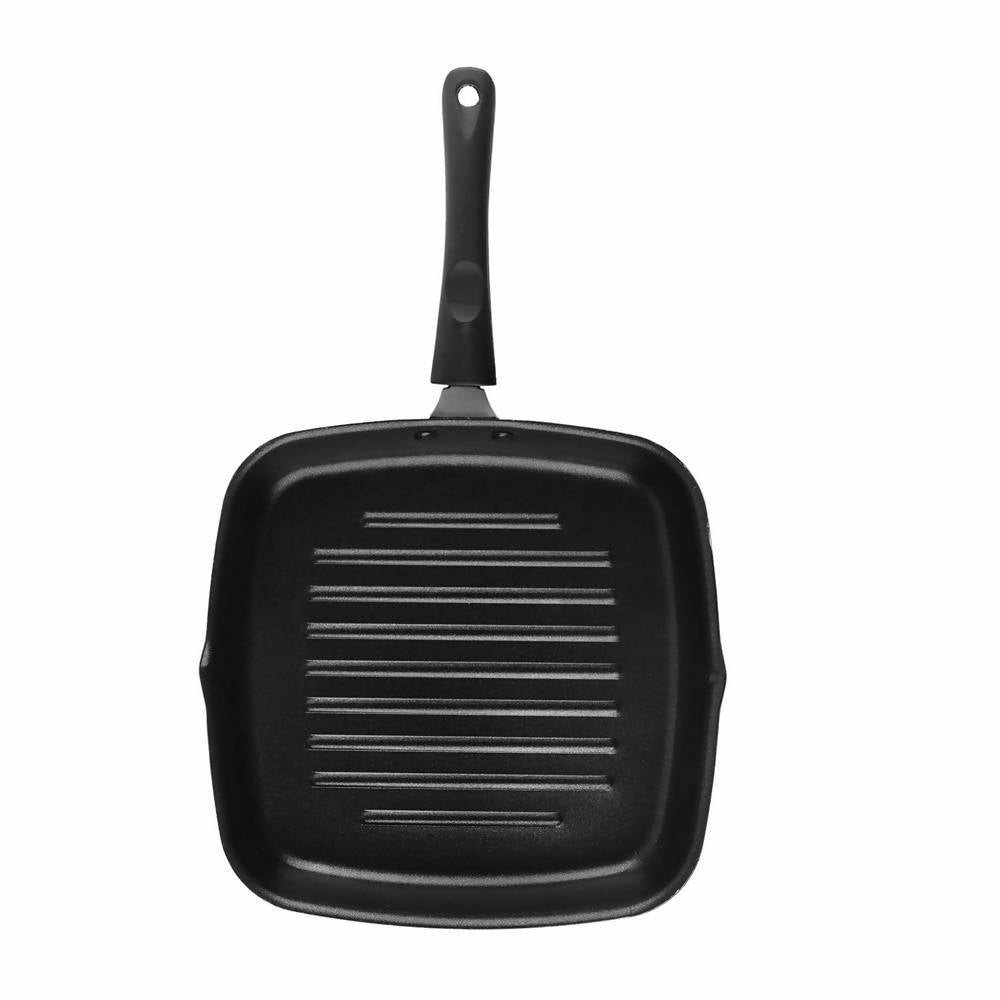 Cello Aluminium Non Stick Grill Pan Square Black - Swadesiicart