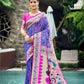 Vishnu Weaves Women's Purple Paithani Patola Silk Zari Woven Saree with Unstitched Blouse - Swadesiicart