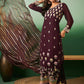 Wine Georgette Handwork Unstitched Dress Material - Hanika | Swadesiicart