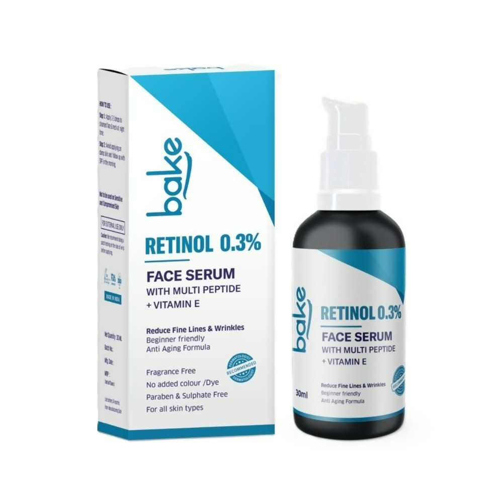 Bake 0.3% Retinol Beginner Friendly Face Serum With 2% Multi Peptide & Vitamin E | Swadesiicart