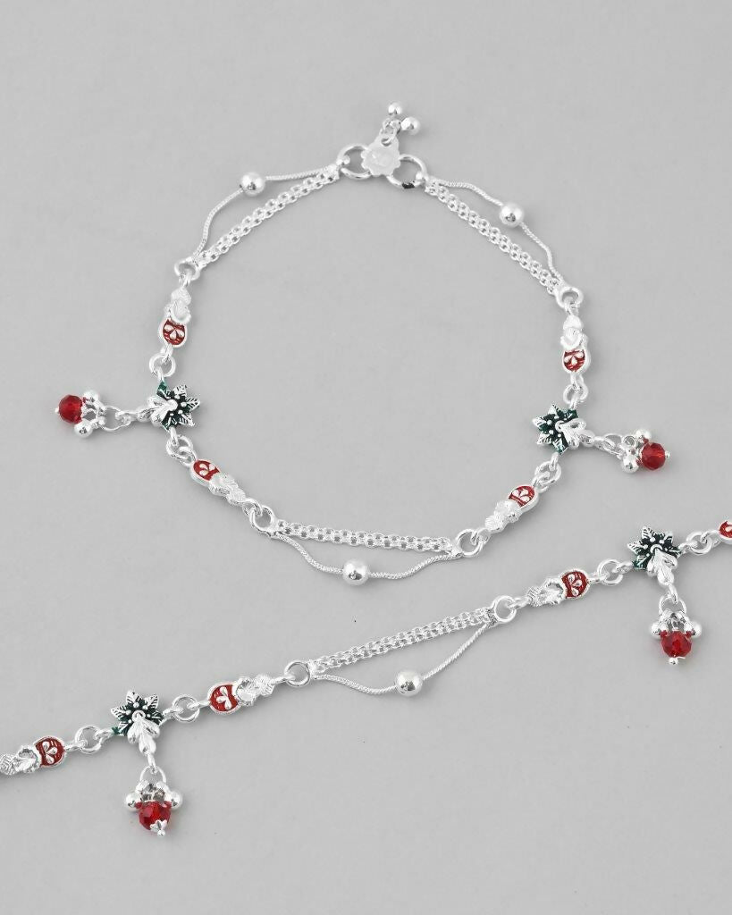 VOJ Set of 2 Traditional Stylish Designer Anklet - Swadesiicart