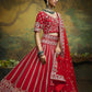 House of Panchhi Red Pure Silk Moti & Zarkan heavy embroidery Lehenga choli & Dupatta | Swadesiicart