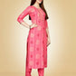 Jyoti Fashion Women's Pink Viscose Rayon Embroidered Kurta Pant Set | Swadesiicart