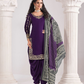 Anaita Purple Roman Silk Stitched Suit with Embroidery & Real Mirror Work