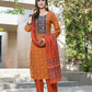 BulBul Aaliya Rust Cotton Kurta Set with Dupatta - Swadesiicart