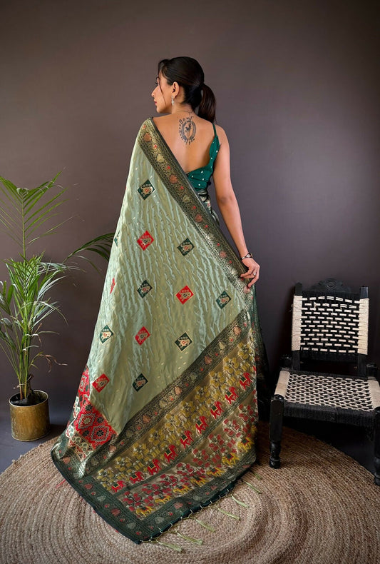Joban Fashion Grey Small Butti Banarasi Silk Sarees | Swadesiicart