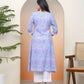 Vaasva Women Lavender Floral Cotton Printed Flare Kurti With Pant | Swadesiicart