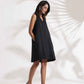 trueBrowns Black Slub Dress | Swadesiicart