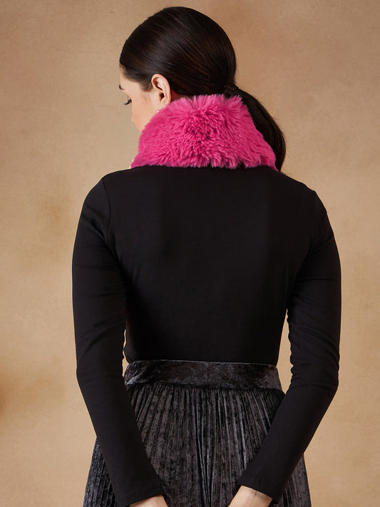 InWeave Women's Light Pink Fur Neckpiece - Swadesiicart
