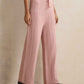 trueBrowns Pink Woollen Flared Pants | Swadesiicart