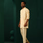 trueBrowns Men's Ivory Geometric Floral Viscose Silk Co-ord Set - Swadesiicart