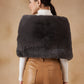 InWeave Slaty Grey Long Faux Fur Cape - Swadesiicart