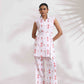 trueBrowns White Cotton Print Tie-up Top & Pants Co-ord Set - Swadesiicart