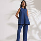 trueBrowns Blue Slub Co-ord Set - Swadesiicart