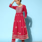 InWeave Women's Pink Nyra Cut Embroidered Kurta Set With Dupatta - Swadesiicart