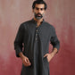trueBrowns Men's Charcoal Grey Mandarin Collar Kurta | Swadesiicart