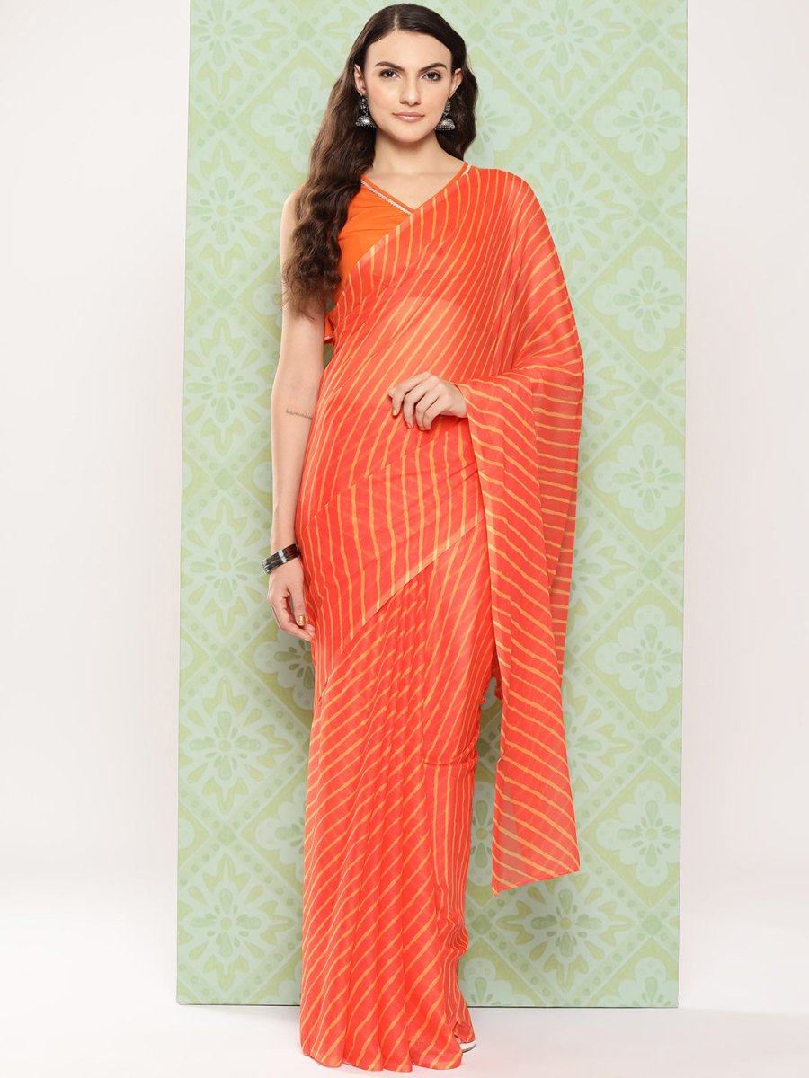 Ahalyaa Leheriya Poly Chiffon Saree | Swadesiicart