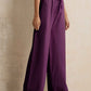 trueBrowns Purple Woollen Flared Pants | Swadesiicart