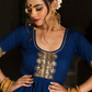 Pomcha Jaipur Minakari Blue Anarkali Set | Swadesiicart