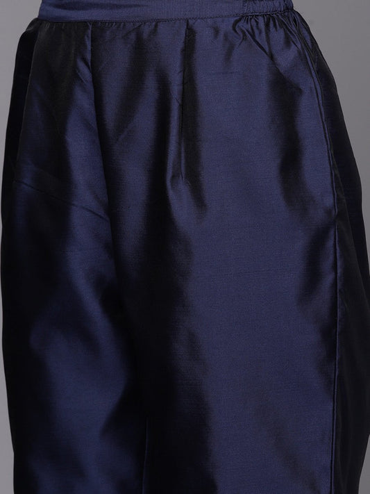 Ahalyaa Unstitched Navy Blue Dress Material | Swadesiicart