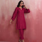 trueBrowns Pink Viscose Silk Kurta Co-ord Set - Swadesiicart