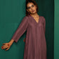 trueBrowns Light Mauve Silk Front Pleat Kurta Pant Set | Swadesiicart