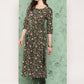 InWeave Women's Green Floral Motif Nyra Kurta Set With Dupatta - Swadesiicart
