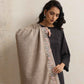 trueBrowns Beige Embroidered Woollen Stole | Swadesiicart