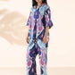 trueBrowns Blue Cotton Ikat V-neck Co-ord Set - Swadesiicart