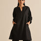 trueBrowns Black Slub Relaxed Placket Co-Ord Set - Swadesiicart