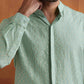 trueBrowns Men's Green Cotton Dobby Front Open Short Kurta | Swadesiicart