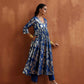trueBrowns Blue Metallic Flared Anarkali Kurta Set | Swadesiicart