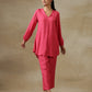 trueBrowns Pink Bandhani Printed Silk Gathered Sleeve Co-Ord Set - Swadesiicart