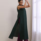 trueBrowns Dark Green Dobby Sleeveless Kurta Pant Set | Swadesiicart