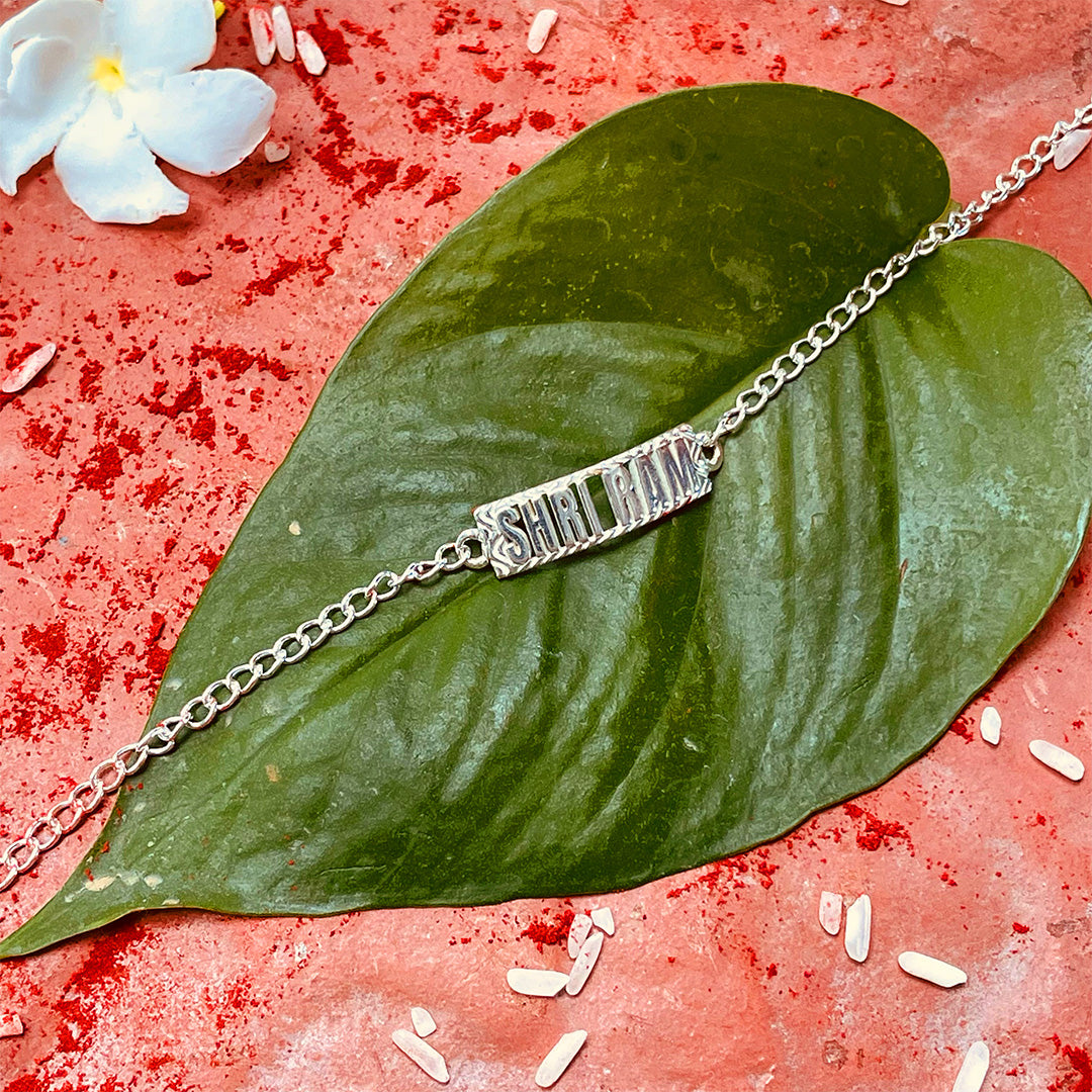 trueBrowns 925 Sterling Silver Shri Ram Silver Chain Rakhi | Swadesiicart