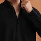 trueBrowns Men's Black Textured Cotton Dobby Short Kurta | Swadesiicart