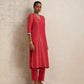 trueBrowns Hot Pink Tissue Straight Kurta Set | Swadesiicart