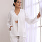 trueBrowns White Slub Texture Pant Suit Set | Swadesiicart