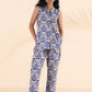 trueBrowns Blue Cotton Ikat Sleeveless Co-ord Set - Swadesiicart