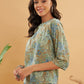 InWeave Women's Dull Green Leaf Floral Print Top - Swadesiicart