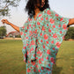 trueBrowns Aqua Cotton Block Print Kaftan Co-Ord Set - Swadesiicart