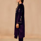 trueBrowns Wine Velvet Embroidered Kurta Set | Swadesiicart