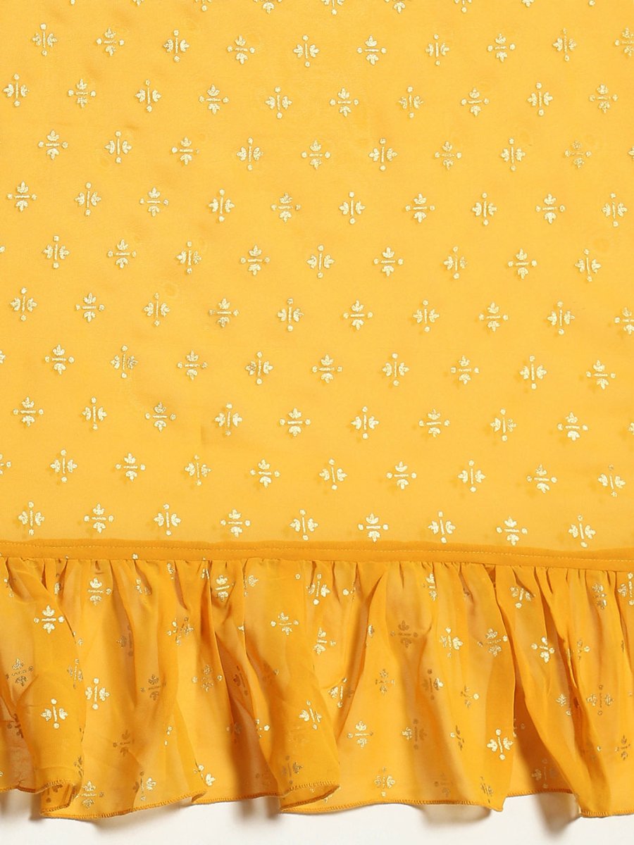 Ahalyaa Printed Ready To Wear Ruffles Saree | Swadesiicart
